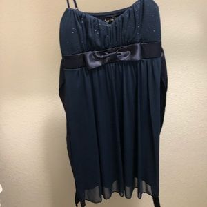 Navy blue sparkly casual formal dress